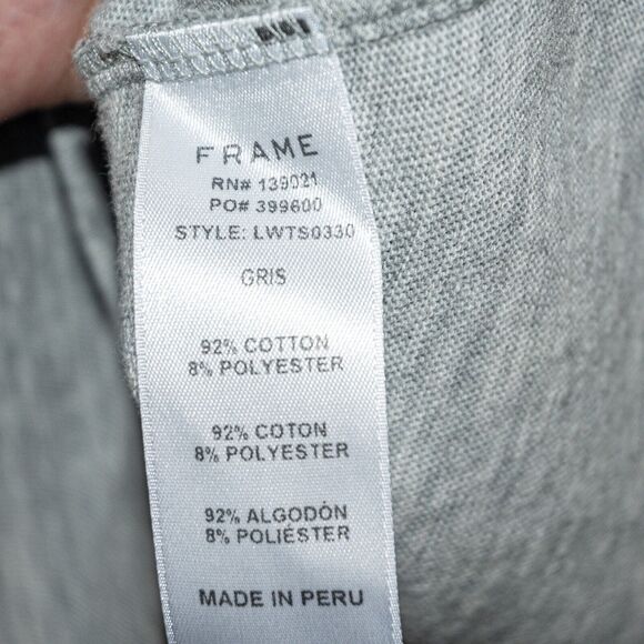 FRAME Denim Ruffle Shoulders Crew Blouse Heather Gray Size M - Picture 7 of 7